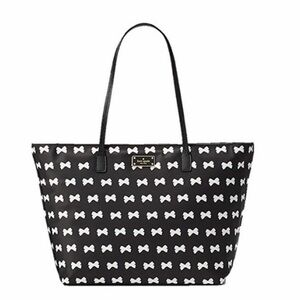 Kate Spade Black Tote with White Bow Pattern